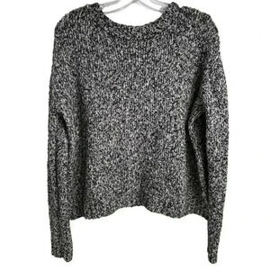 H&M Divided Women's M Black and White Marled Knit Pullover Sweater Long Sleeve